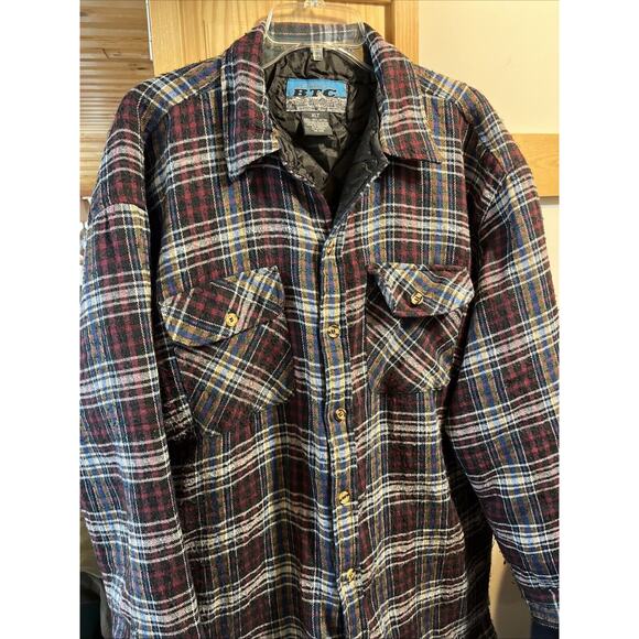 BTC VTG Men’s XLT Red Plaid Flannel Shirt Long Sleeve Button Down Cotton Outdoor - Picture 7 of 10
